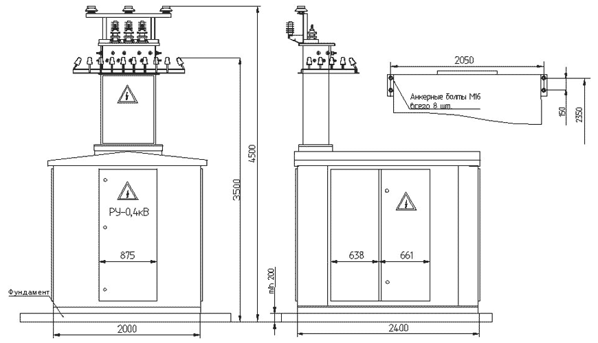 Габаритные размеры КТП-400